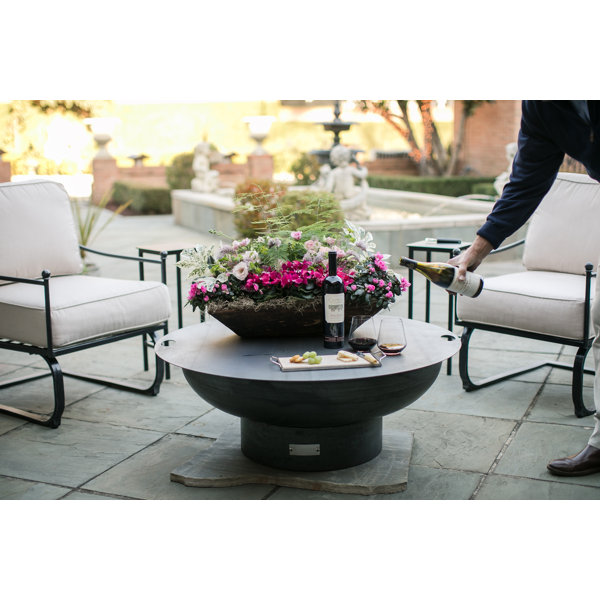 17 Stories Harrogate Steel Wood Burning Fire Pit with Lid & Grate Wayfair